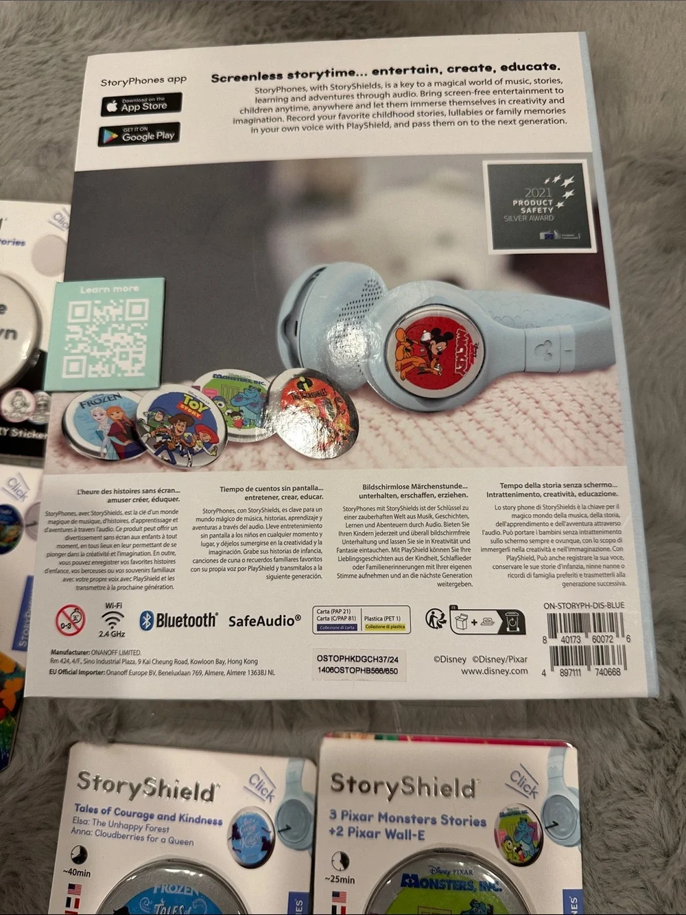 StoryPhones Kids Headphones in Light Blue with Disney Mickey Stories